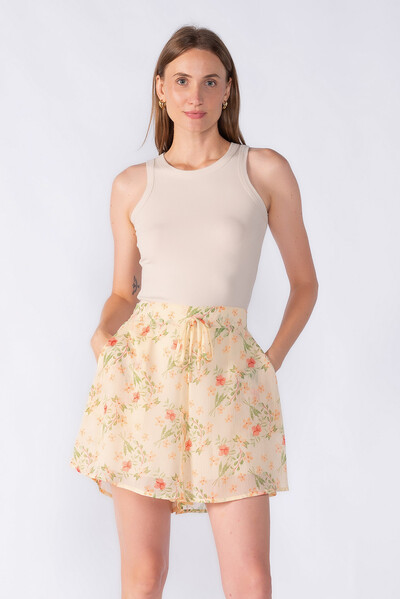 Foto Shorts chiffon estampado com bolsos