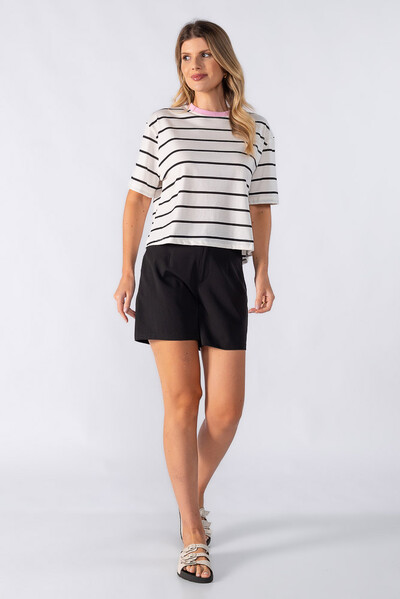 FotoBlusas curta listrada bicolor