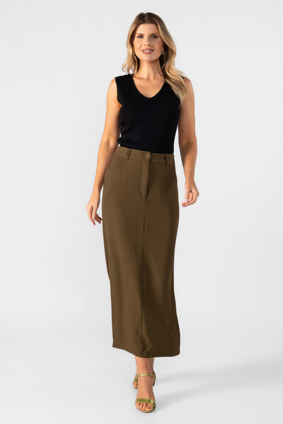 FotoSaia midi reta em alfaiataria