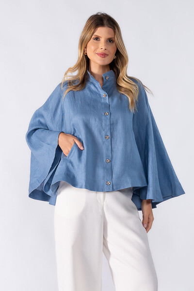 Foto Poncho linho com botoes