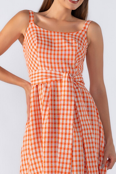 FotoVestido midi xadrez com faixa