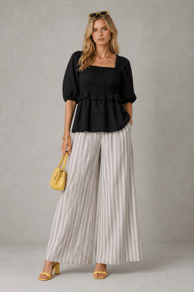Foto Blusa bata texturizada com lastex