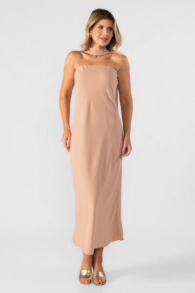 FotoVestido crepe tomara que caia com faixa