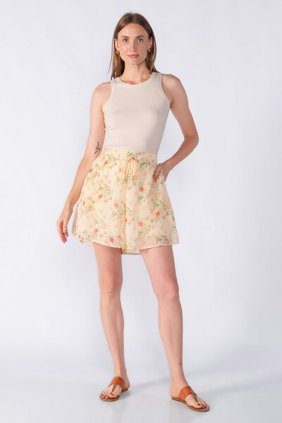 FotoShorts chiffon estampado com bolsos