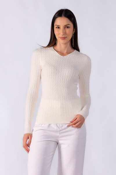 Foto Blusa manga longa decote em v