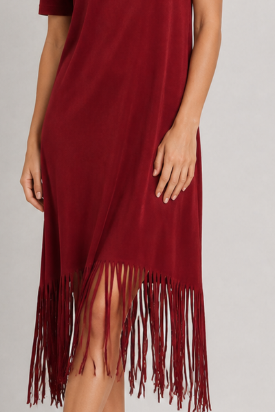 Foto Vestido de suede franja na barra