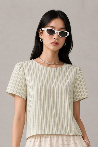 Foto Blusa listra enrugada