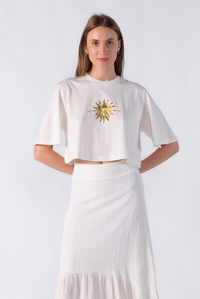 Foto Cropped malha estampa sol