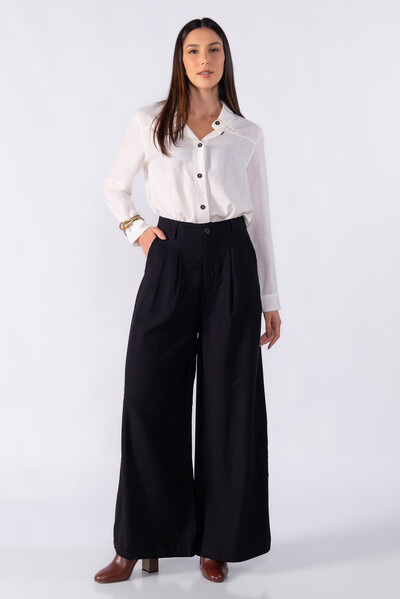 Foto Pantalona com pregas frontal cintura alta
