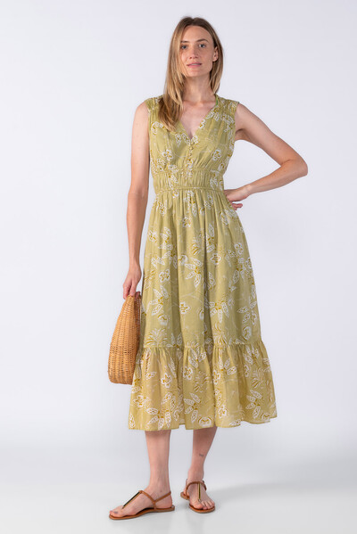 Foto Vestido midi estampa franzido