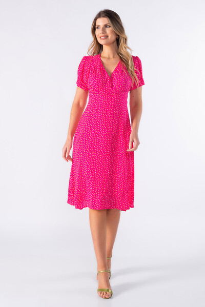 Foto Vestido midi em crepe com decote em v