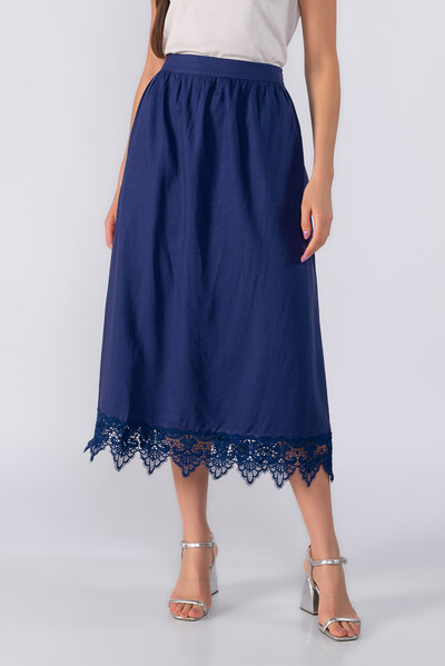 Foto Saia midi com renda na barra