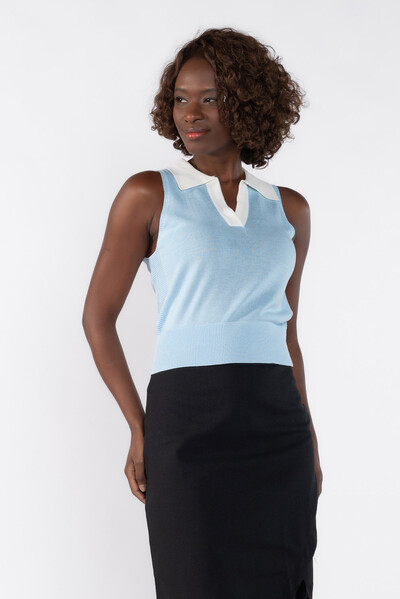 Foto Colete blusa bicolor com gola polo