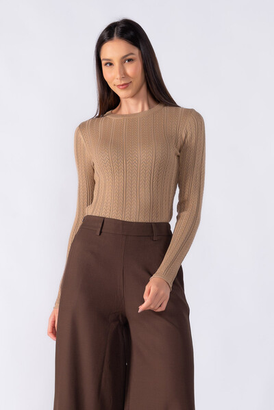 Foto Blusa basica texturizada manga longa