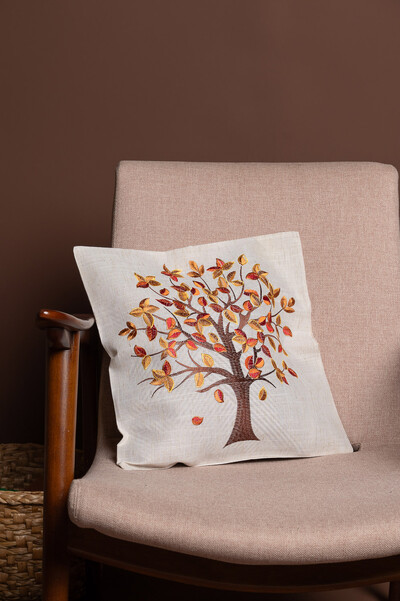 FotoCapa de almofada arvore bordada