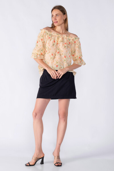 FotoBlusa bata chiffon ombro a ombro