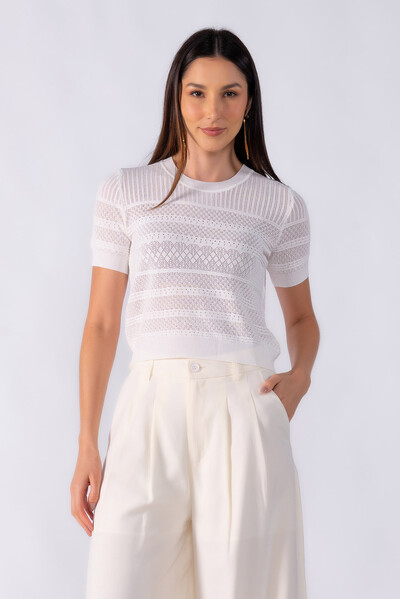 FotoBlusa texturizada manga curta