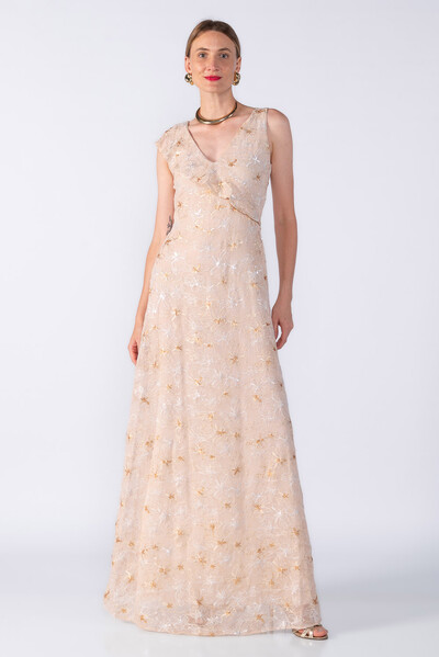 Foto Vestido longo renda detalhe em paetê