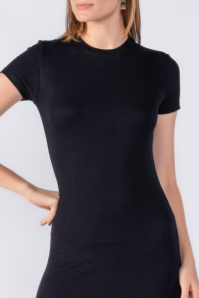 Foto Vestido midi manga curta canelado