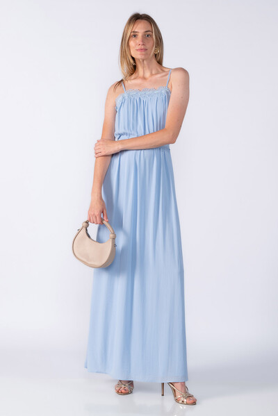 Foto Vestido longo crepe detalhe renda