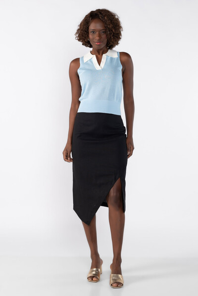 FotoColete blusa bicolor com gola polo