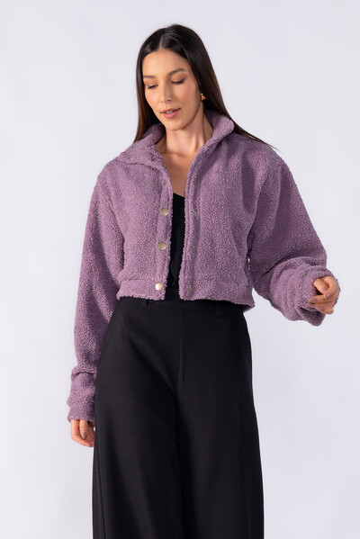 Foto Casaco cropped botoes trabalhado