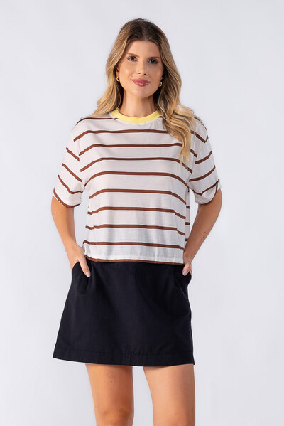 Foto Blusas curta listrada bicolor