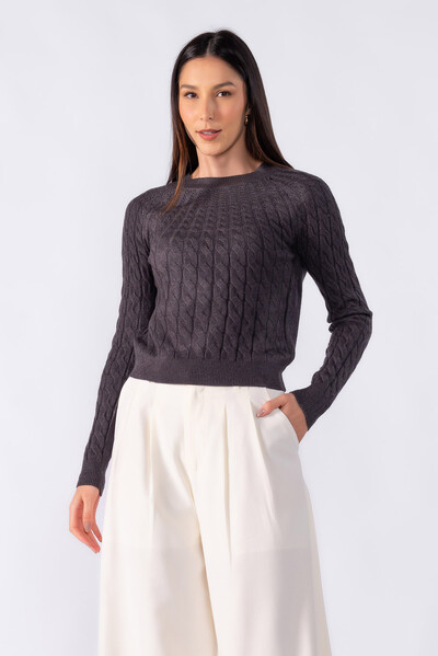 Foto Blusa sueter texturizada manga longa