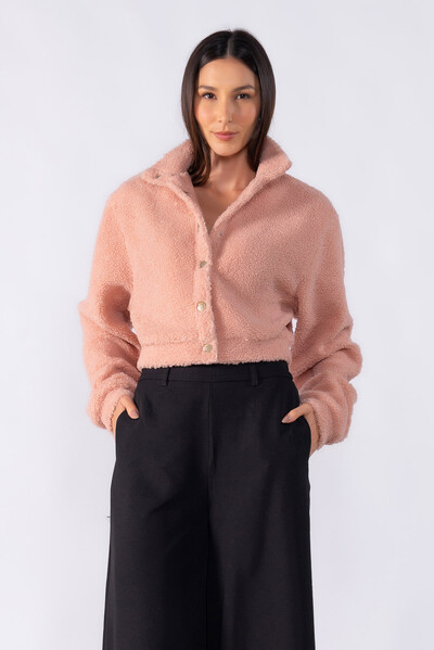 Foto Casaco cropped botoes trabalhado