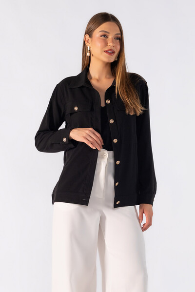 Foto Casaco com bolso e botoes dourados