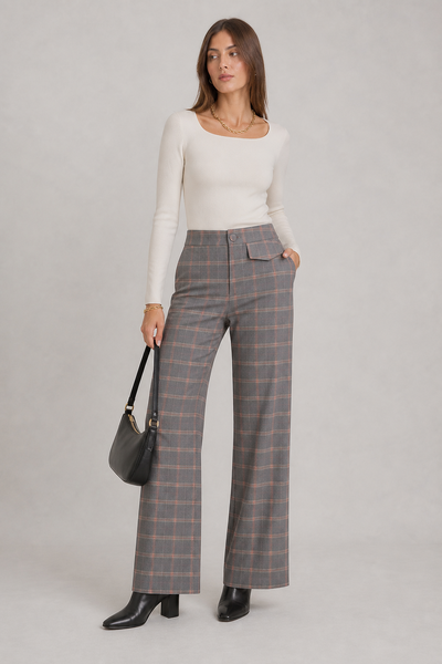 Foto Calça pantalona xadrez
