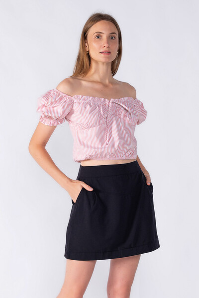 Foto Cropped listrado manga bufante