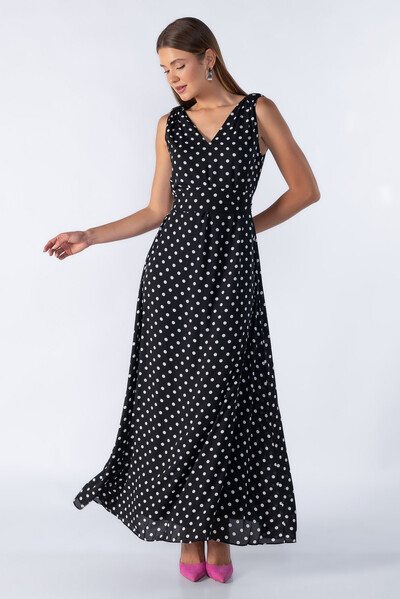 Foto Vestido longo em poa com decote em v
