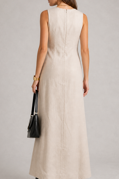 Foto Vestido midi em linho com fivela