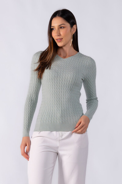 Foto Blusa manga longa decote em v