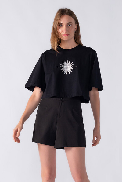 Foto Cropped malha estampa sol