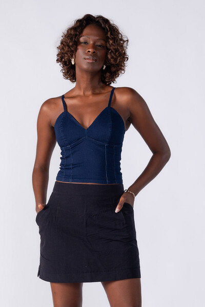 Foto Top corset alcinha jeans