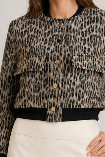 Foto Jaqueta bomber animal print lã