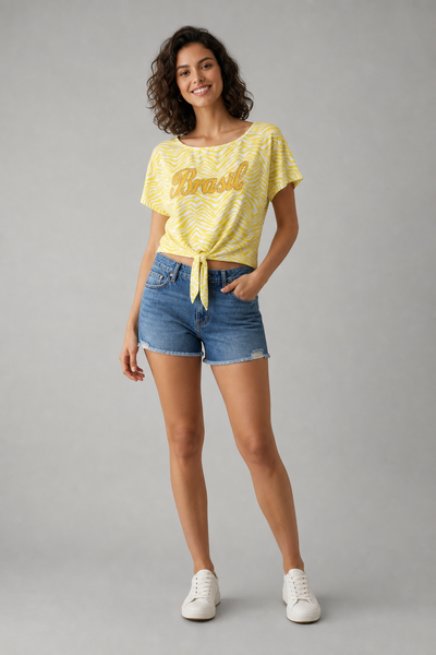 Foto Blusa estampada com amarração