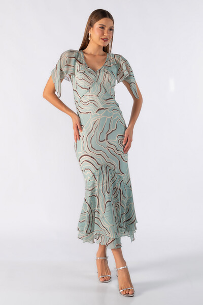 Foto Vestido longo em chiffon estampado