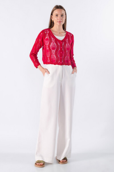 FotoCardigan curto de crochet bicolor