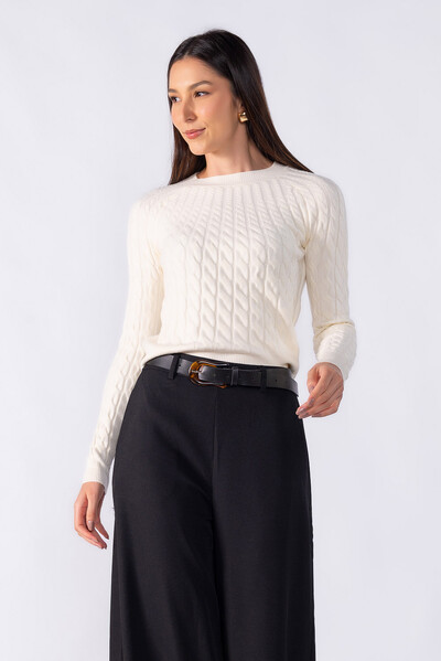 Foto Blusa sueter texturizada manga longa