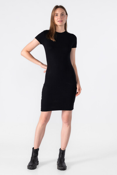 FotoVestido canelado manga curta