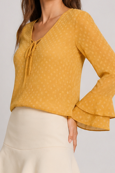 Foto Camisa chiffon manga longa babado