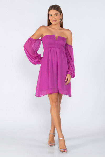 FotoVestido curto ciganinha manga longa