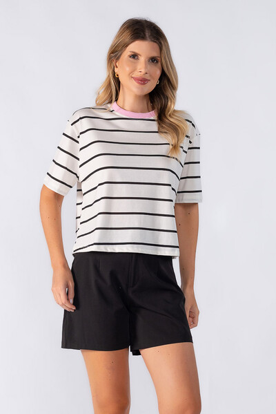 Foto Blusas curta listrada bicolor