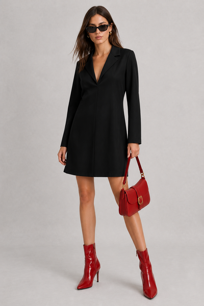 Foto Vestido curto manga longa com gola