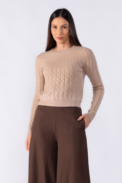 Foto Blusa sueter texturizada manga longa