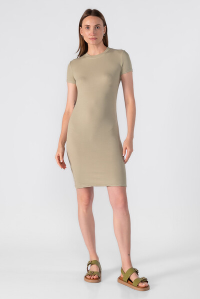 FotoVestido canelado manga curta