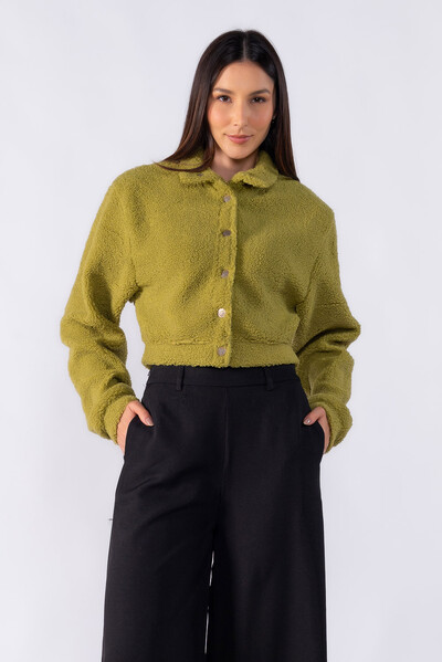 Foto Casaco cropped botoes trabalhado